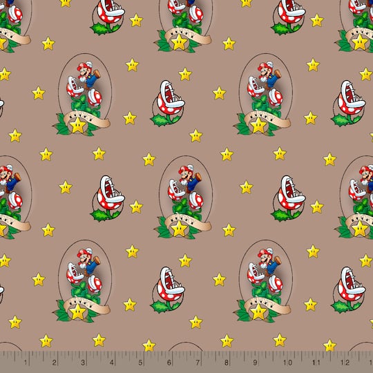 Nintendo® Super Mario Brown Lucky Mario Cotton Fabric